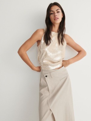 Reserved Asymmetric Detail Röcke Damen Beige | DSO-318952