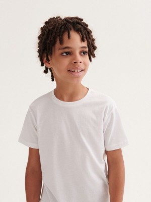 Reserved Basic Baumwoll T-shirts Jungen Weiß | ZFI-629154