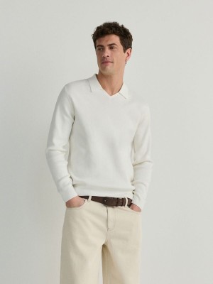 Reserved Baumwoll Pullover Herren Weiß | JIY-904185