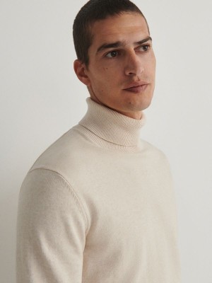 Reserved Baumwoll Rich Turtleneck Pullover Herren Beige | VAR-679025