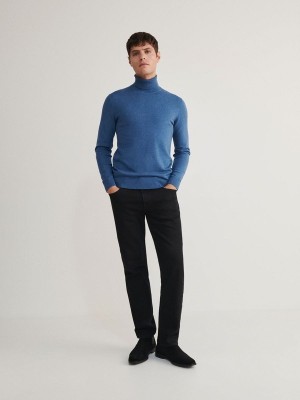 Reserved Baumwoll Rich Turtleneck Pullover Herren Grau Blau | QOW-427910