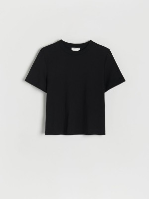 Reserved Boxy T-shirts Damen Schwarz | QFV-951742