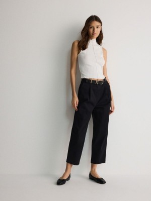 Reserved Chino With Hosen Damen Schwarz | KQZ-053189