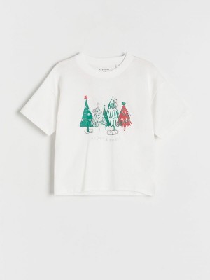 Reserved Christmas T-print T-shirts Mädchen Weiß | PBX-804716