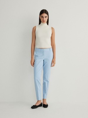 Reserved Cigarettepressed Crease Hosen Damen Hellblau | HMZ-845169