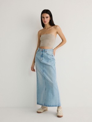 Reserved Denim Midi Röcke Damen Blau | ZNT-852309