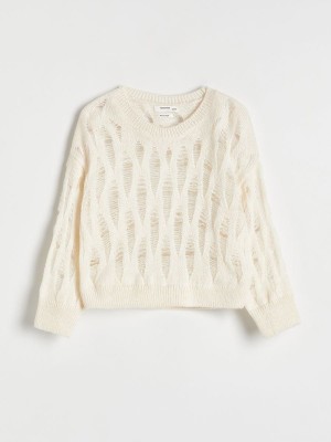 Reserved Distressed Pullover Mädchen Weiß | TLX-436182