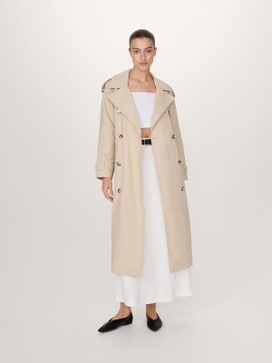 Reserved Double Breasted Oversized Trench Mäntel Damen Beige | TWO-158306