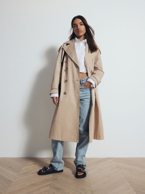 Reserved Double-breasted Trench Mäntel Damen Beige | XGP-194720