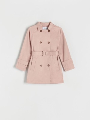 Reserved Double-breasted Trench With Jacken Mädchen Rosa | KNJ-390827