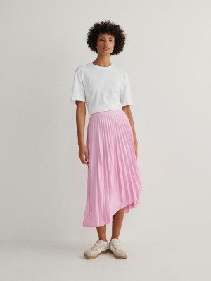 Reserved Falten Midi Röcke Damen Rosa | KUL-427895