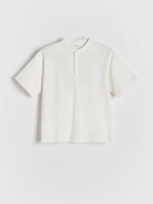 Reserved Henley Baumwoll T-shirts Jungen Weiß | JAE-087145