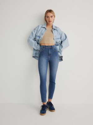 Reserved High Taille Slim Jeans Damen Blau | JXG-017248