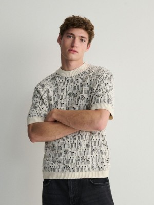 Reserved Jumper In Textured Knit Pullover Herren Weiß | JGV-561240