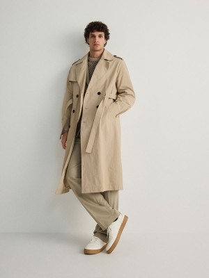 Reserved Klassische Design Trench Mäntel Herren Beige | OXU-721308