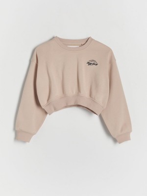 Reserved Kurzes Printed Sweatshirts Mädchen Beige | VAF-105467