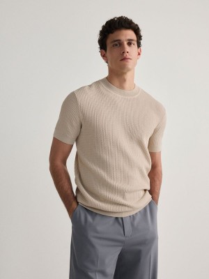 Reserved Kurzes Sleeve Pullover Herren Beige | RZG-019832