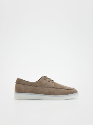 Reserved Leder Derby Schuhe Herren Hellgrau | ZHN-245673