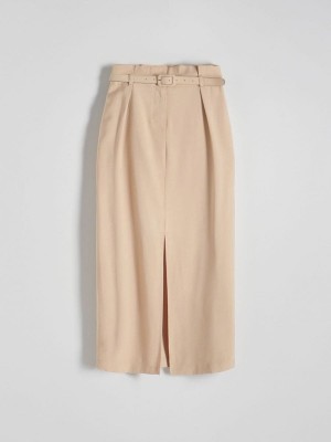 Reserved Midi With Röcke Damen Beige | HJX-219073