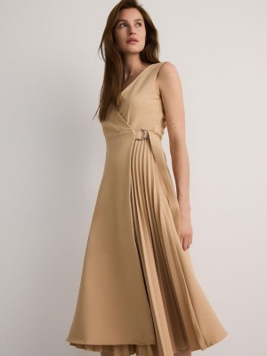 Reserved Midipleats Kleid Damen Beige | SAU-341567