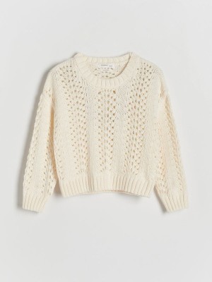 Reserved Openwork Pullover Mädchen Weiß | URT-506289