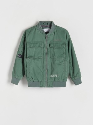 Reserved Oversized Baumwoll Bomber Jacken Jungen Grau Grün | POK-094628