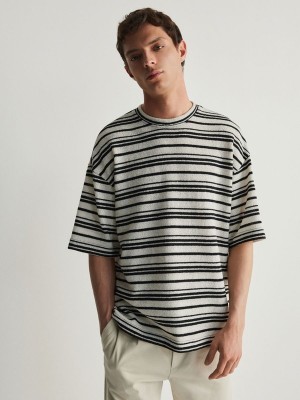 Reserved Oversized Stripe T-shirts Herren Weiß | AKF-089736