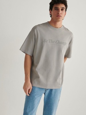 Reserved Oversized T-print T-shirts Herren Hellgrau | PKZ-589731