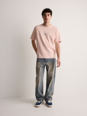 Reserved Oversized T-print T-shirts Herren Rosa | UGQ-360179