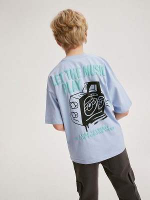 Reserved Oversized T-print T-shirts Jungen Blau | BDS-532178