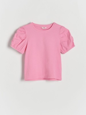 Reserved Puff Sleeve Hemd Mädchen Rosa | EAG-530792