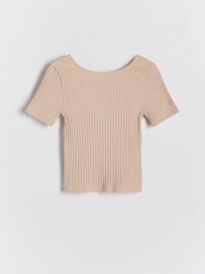 Reserved Rib Knit T-shirts Mädchen Beige | LRC-037461