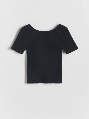 Reserved Rib Knit T-shirts Mädchen Schwarz | YVG-067482