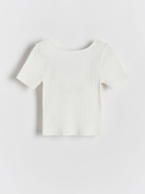 Reserved Rib Knit T-shirts Mädchen Weiß | SHL-206754