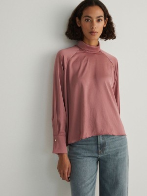 Reserved Satin Top Hemd Damen Rosa | UOC-126508