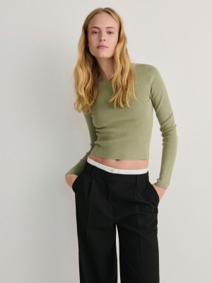 Reserved Slim Fit Pullover Damen Grün | TWQ-915604