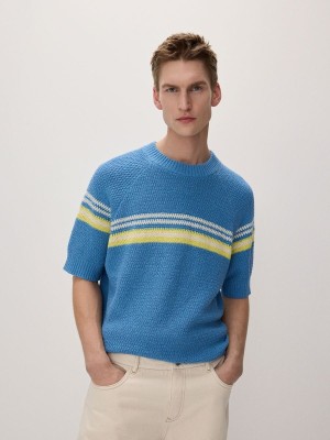 Reserved Structural Knit Pullover Herren Blau | UNH-789315