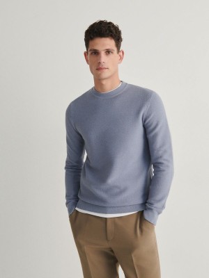 Reserved Structural Pullover Herren Hellblau | QSJ-043517