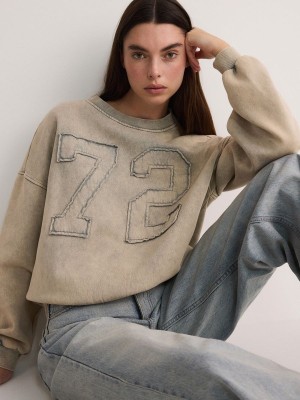 Reserved Sweatwash Effect Sweatshirts Damen Beige | ZPR-592174