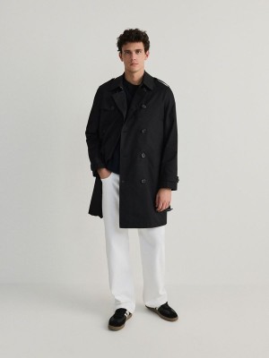 Reserved Trench With Mäntel Herren Schwarz | KQO-452168