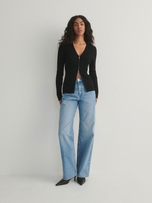 Reserved Weite Leg Jeans Damen Blau | JHR-952307