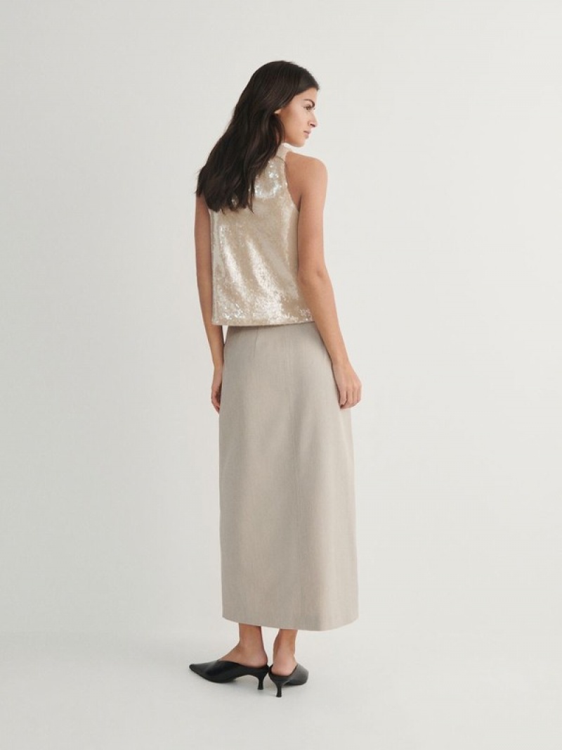 Reserved Asymmetric Detail Röcke Damen Beige | DSO-318952