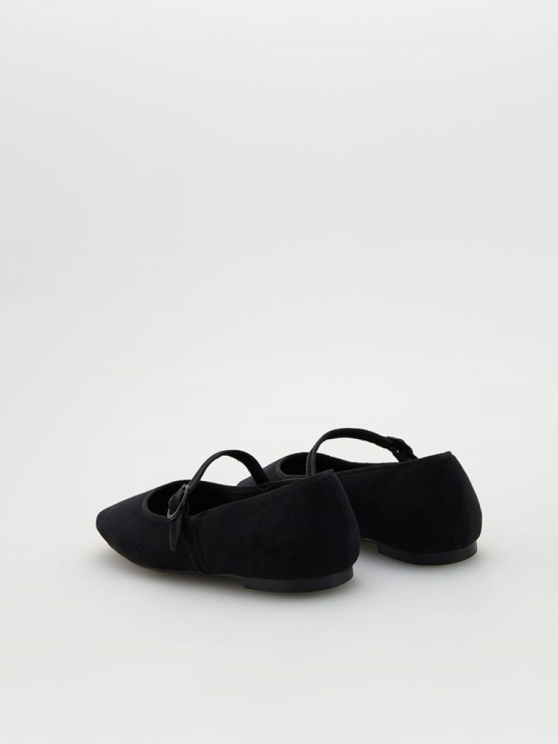 Reserved Ballerinas Halbschuhe Damen Schwarz | PJV-948061