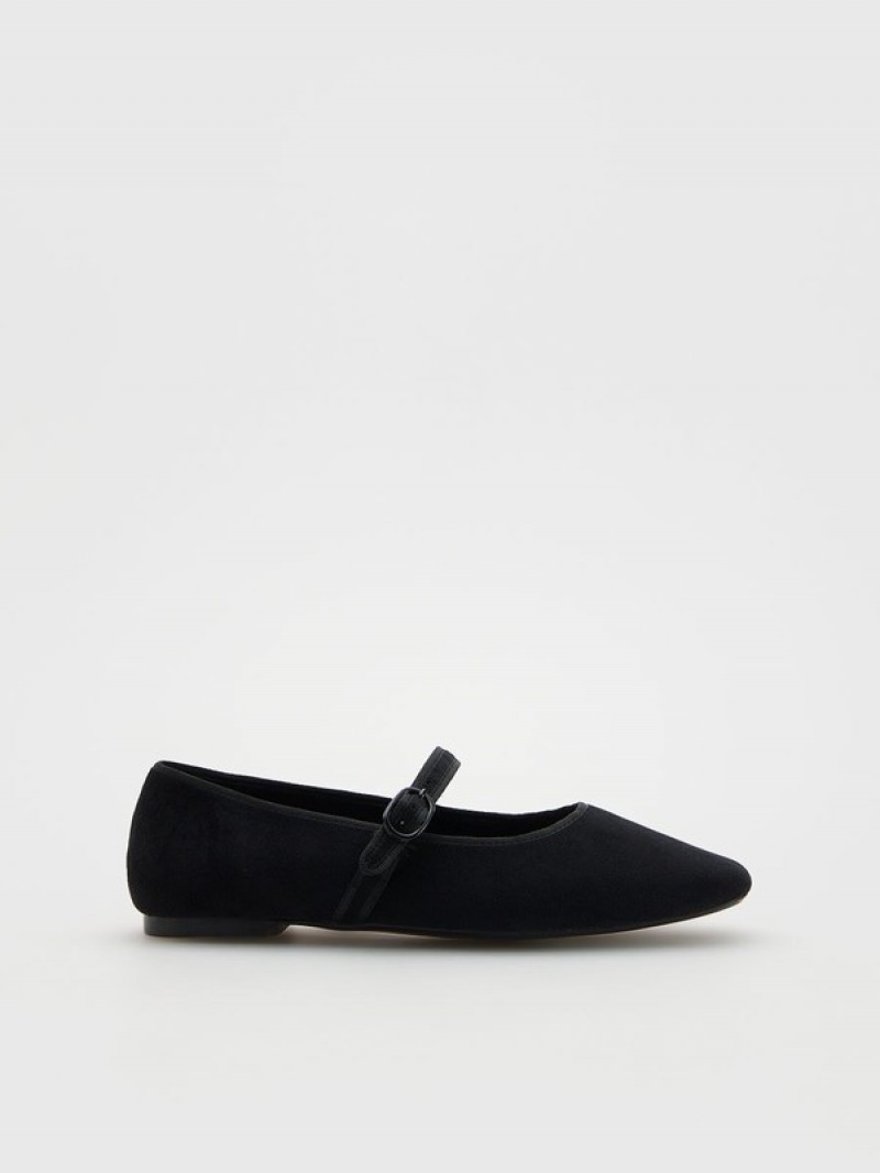 Reserved Ballerinas Halbschuhe Damen Schwarz | PJV-948061