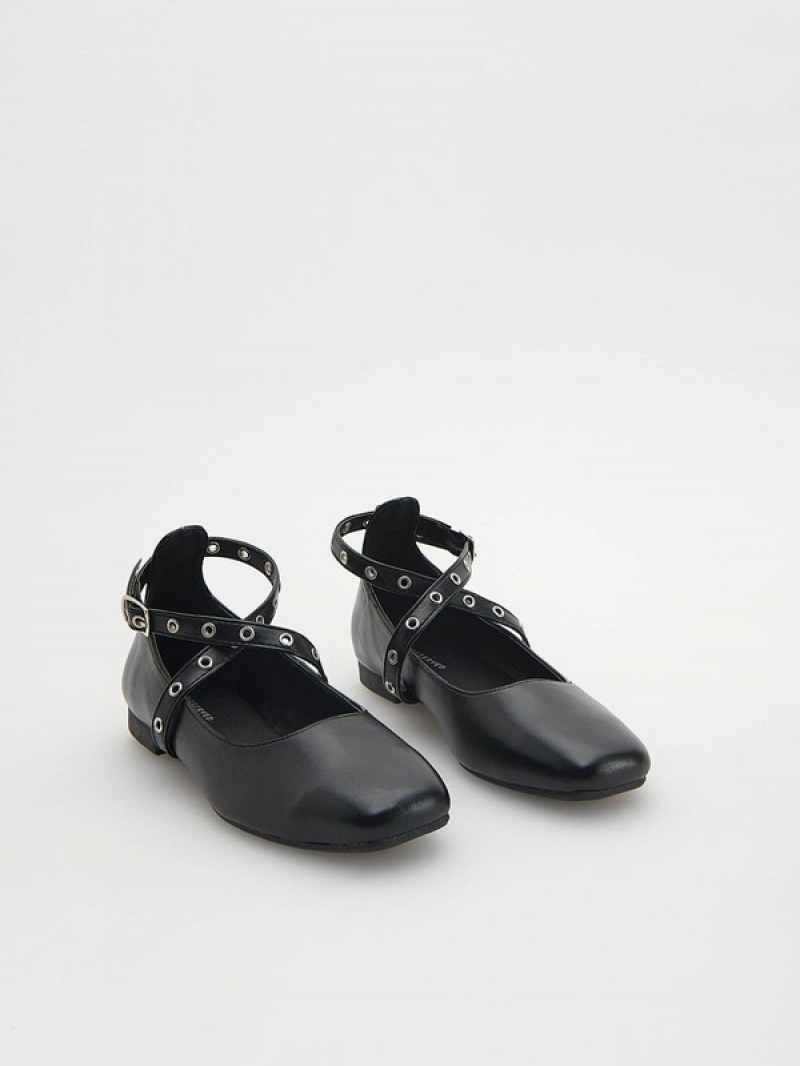 Reserved Ballerinas Schuhe Mädchen Schwarz | ZUB-567280