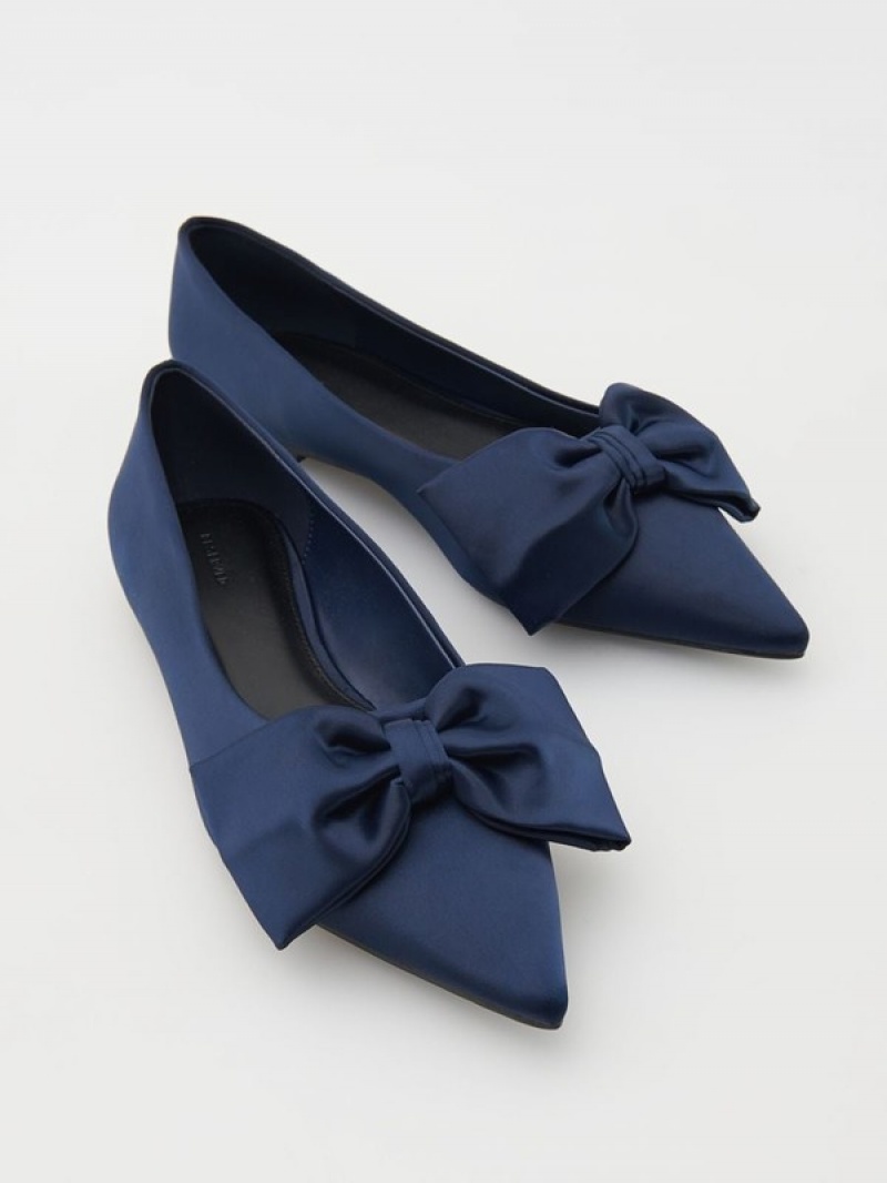 Reserved Ballerinasbow Detail Halbschuhe Damen Navy | DAF-230751