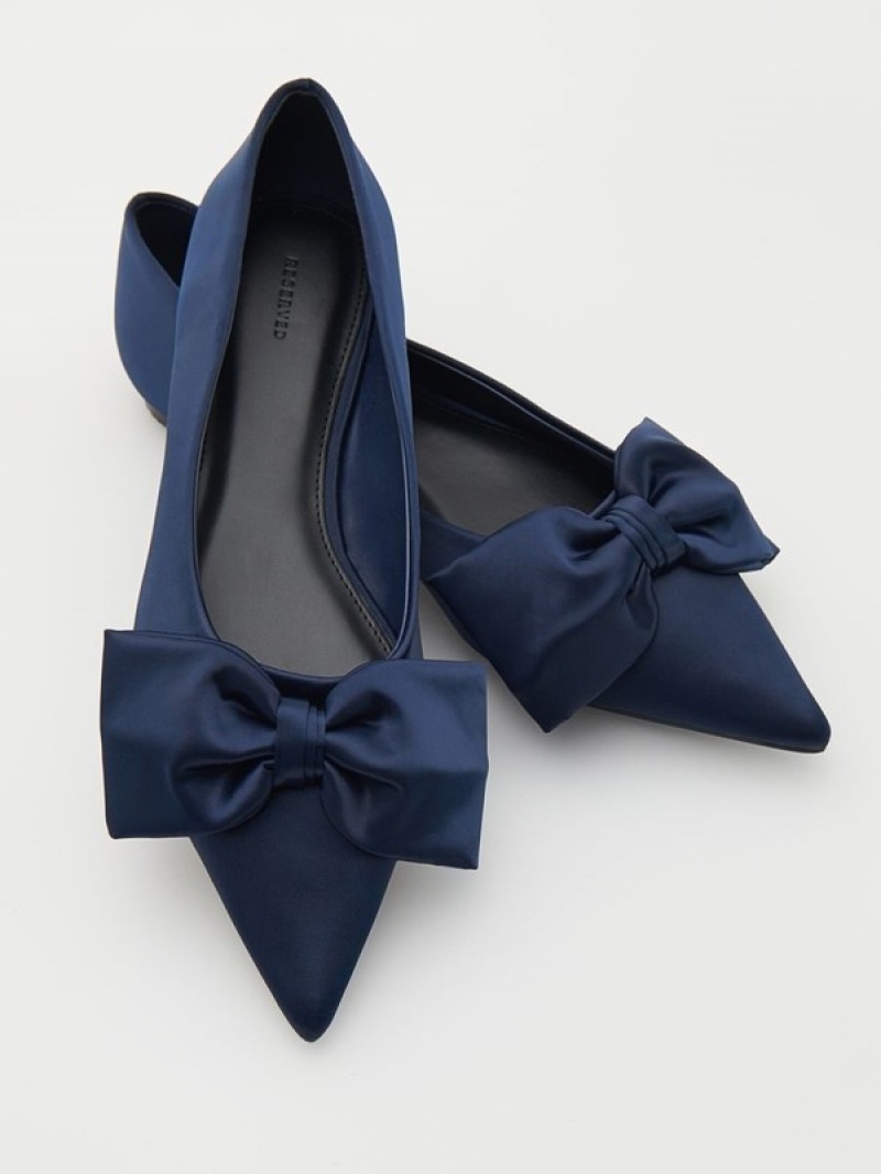 Reserved Ballerinasbow Detail Halbschuhe Damen Navy | DAF-230751