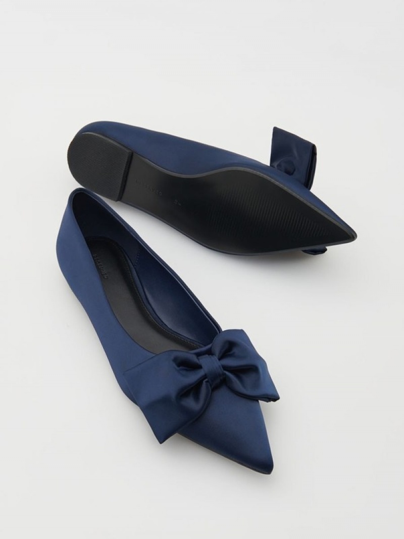 Reserved Ballerinasbow Detail Halbschuhe Damen Navy | DAF-230751