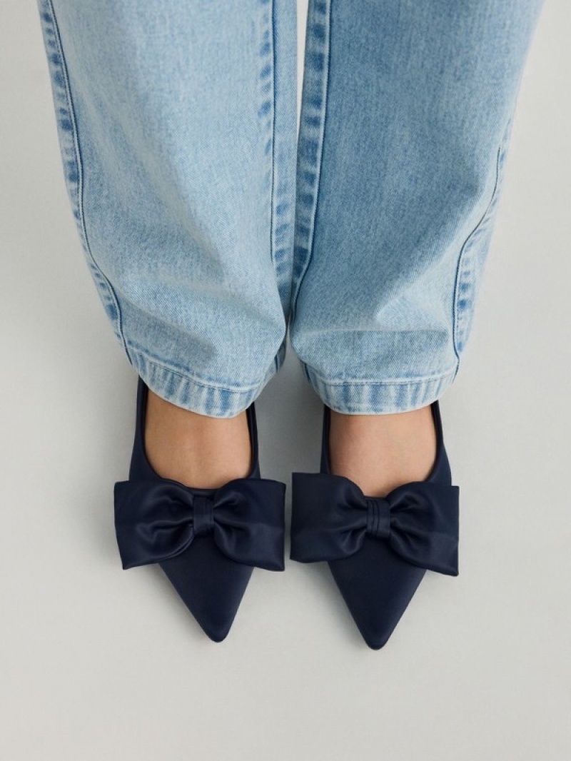 Reserved Ballerinasbow Detail Halbschuhe Damen Navy | DAF-230751