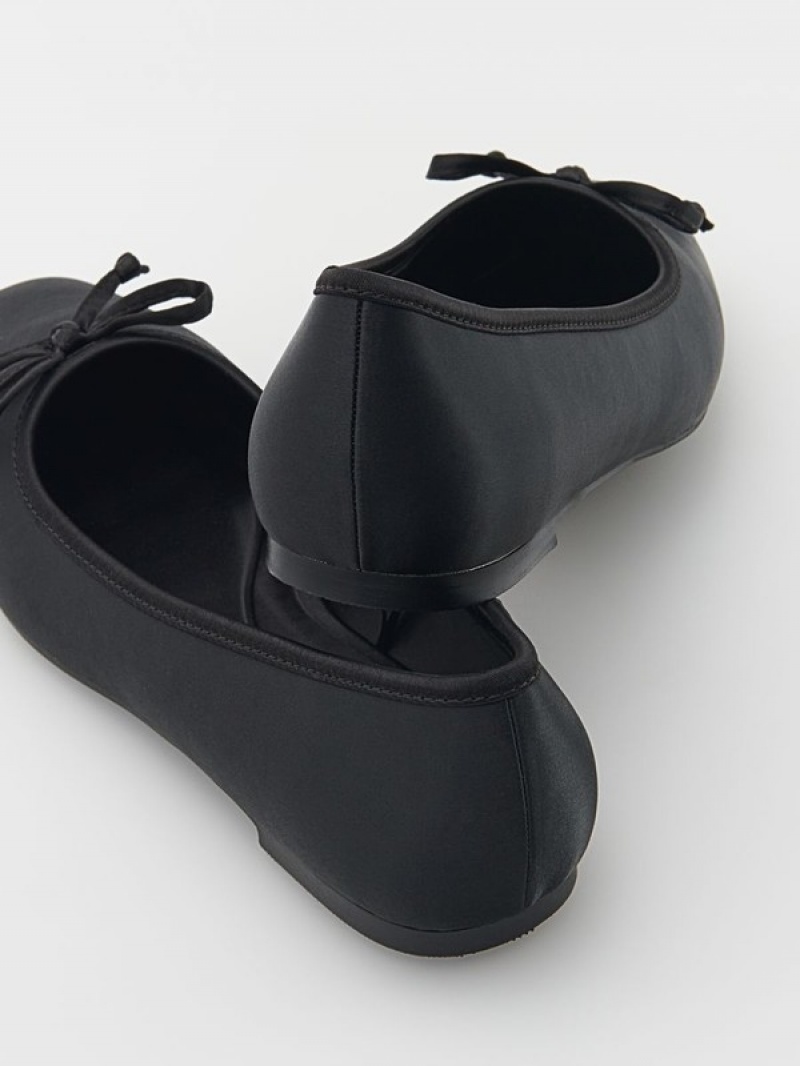 Reserved Ballerinasbow Detail Halbschuhe Damen Schwarz | RPT-463205